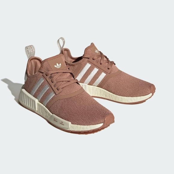 Adidas NMD_R1 shoes, specifically identified in the "Raw Pink" or "Salmon - Picture 3 of 16